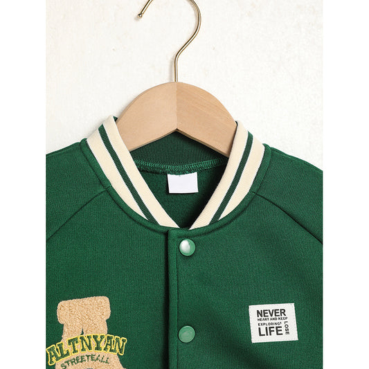 Toddler Kids Trendy Embroidery Letter Print Jacket – Baseball Collar