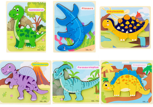 Baby Wooden Dinosaur 3D Puzzle โ Montessori Learning Fun!