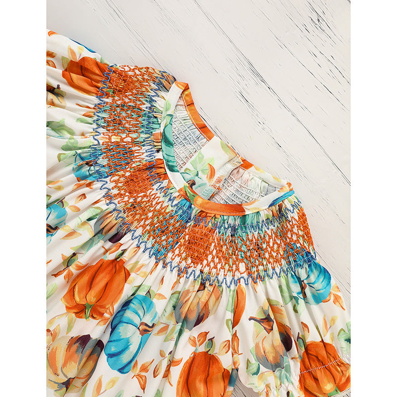 Pumpkin Smocked Dress for Toddlers