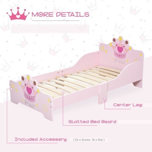 HOMCOM Princess Crown Toddler Bed β Sweet Dreams for Little Royals