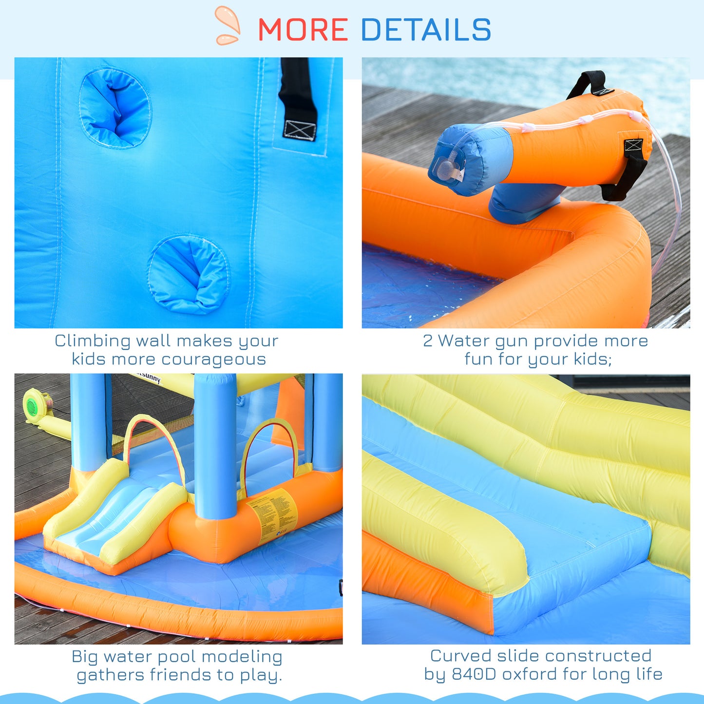5-in-1 Bounce House Water Park Jumping Castle With Water Pool, Slide,