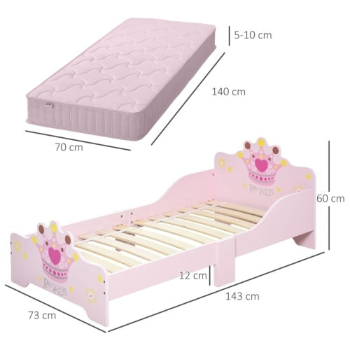 HOMCOM Princess Crown Toddler Bed β Sweet Dreams for Little Royals