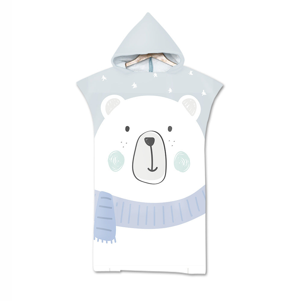 Kids Cartoon Animal Hooded Beach Towel