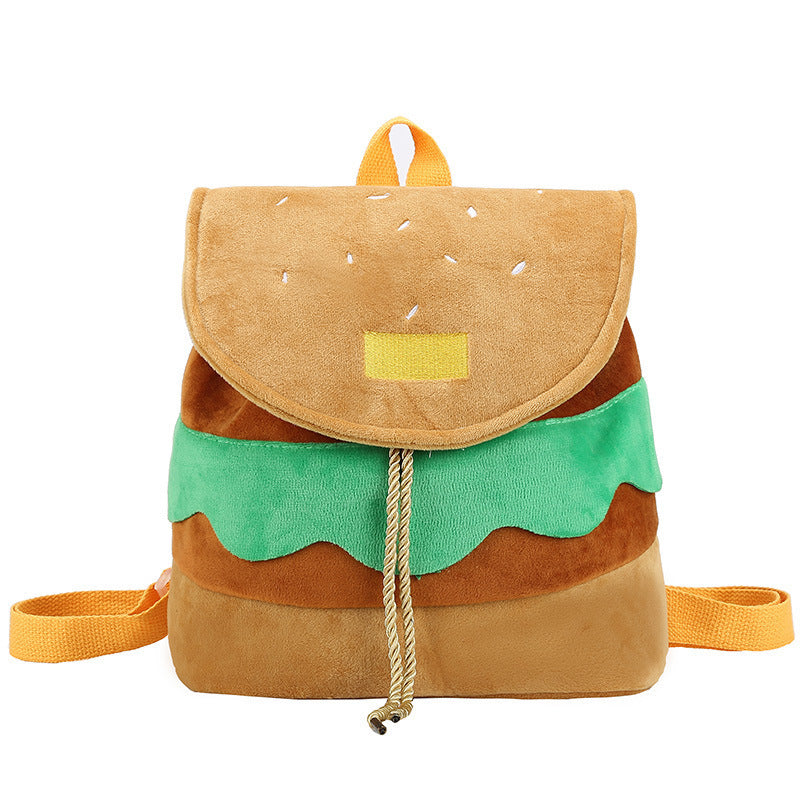 Cute Hamburger Plush Backpack – Fun &amp; Soft for Kids