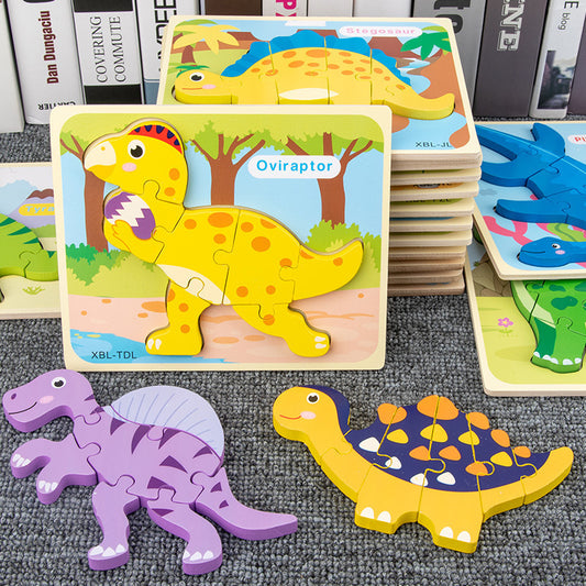 Baby Wooden Dinosaur 3D Puzzle – Montessori Learning Fun!