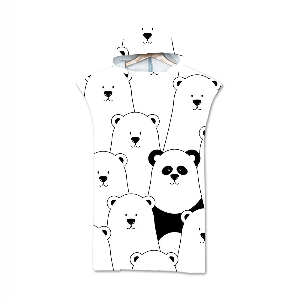 Kids Cartoon Animal Hooded Beach Towel