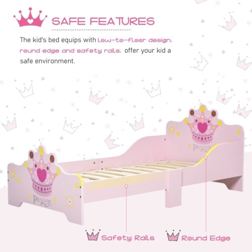 HOMCOM Princess Crown Toddler Bed – Sweet Dreams for Little Royals