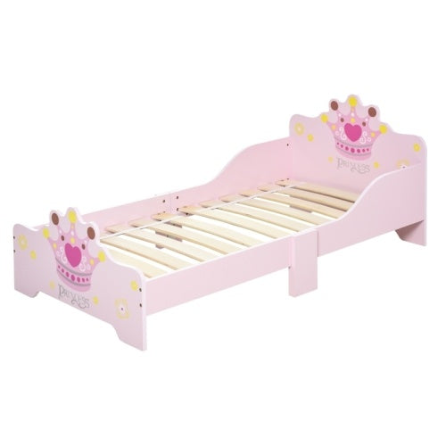 HOMCOM Princess Crown Toddler Bed – Sweet Dreams for Little Royals