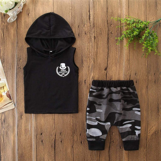 Toddler Boys Sleeveless Hoodie & Camo Pants Set