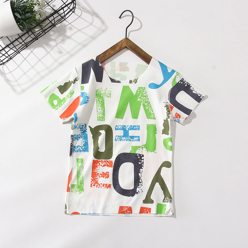 Cartoon Modal Kids Print Short Sleeve