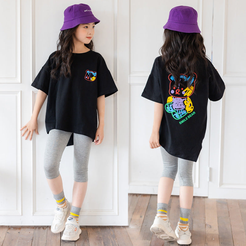 Cartoon Irregular Short-Sleeved Top