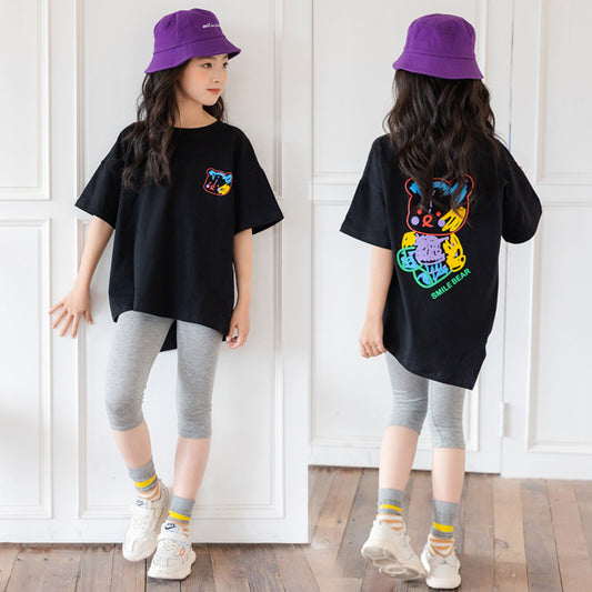 Cartoon Irregular Short-Sleeved Top