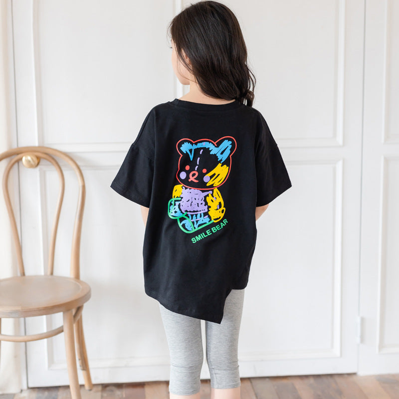 Cartoon Irregular Short-Sleeved Top