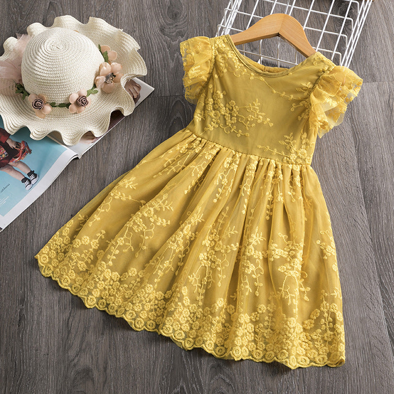 Big Kids Long-sleeved Princess Lace Dress