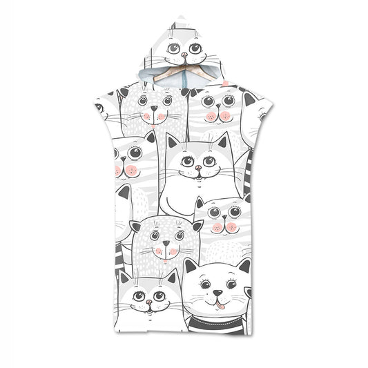 Kids Cartoon Animal Hooded Beach Towel