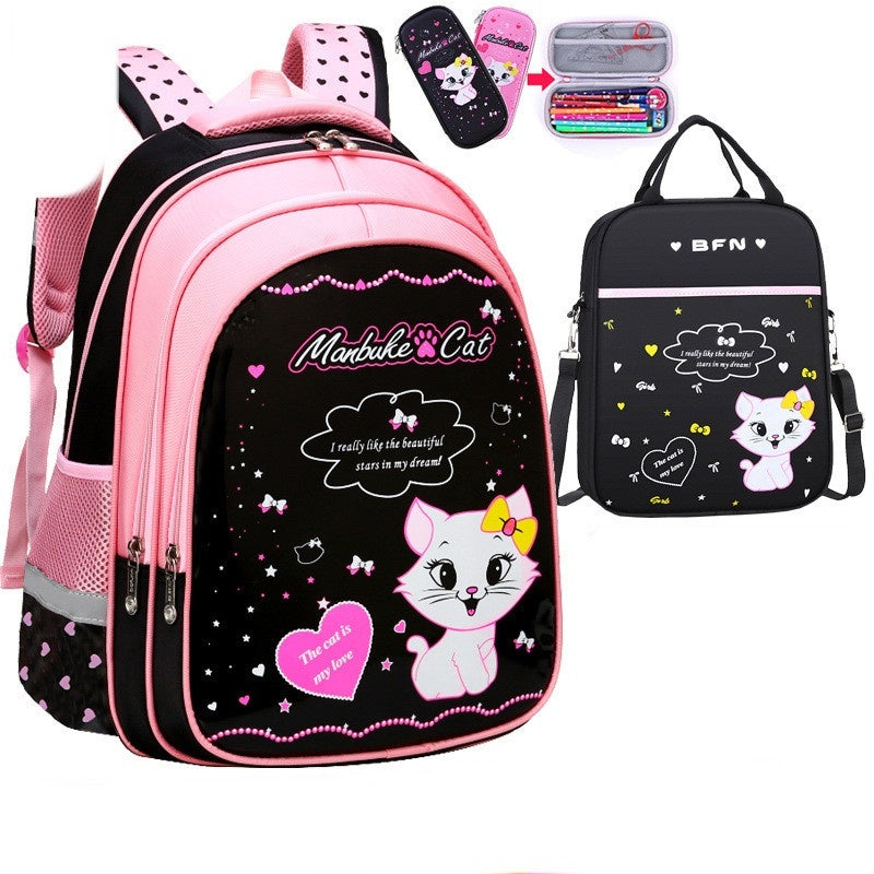 Kids School Cute Cat Print Backpack Bag