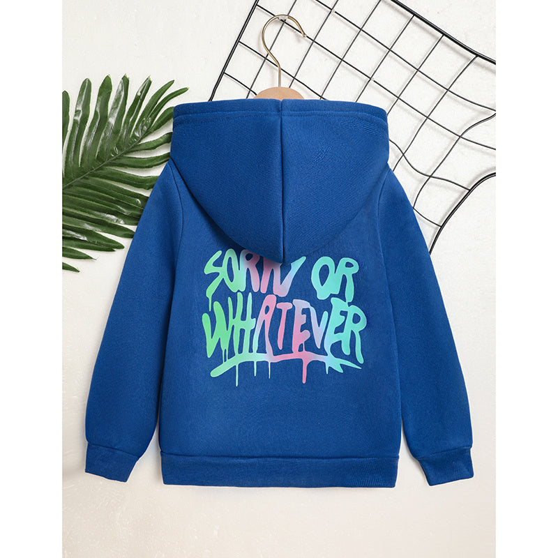 Toddler Girl Zip-Up Hoodie Jacket – “Sorry or Whatever” Letter Print
