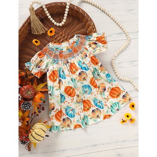 Pumpkin Smocked Dress for Toddlers