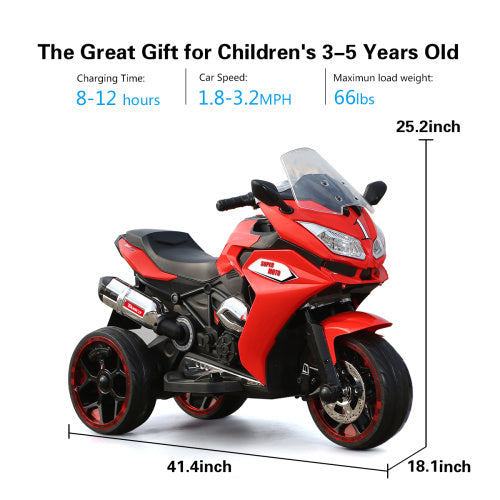 12V Kids Electric Motorcycle – 3-Wheel Ride-On