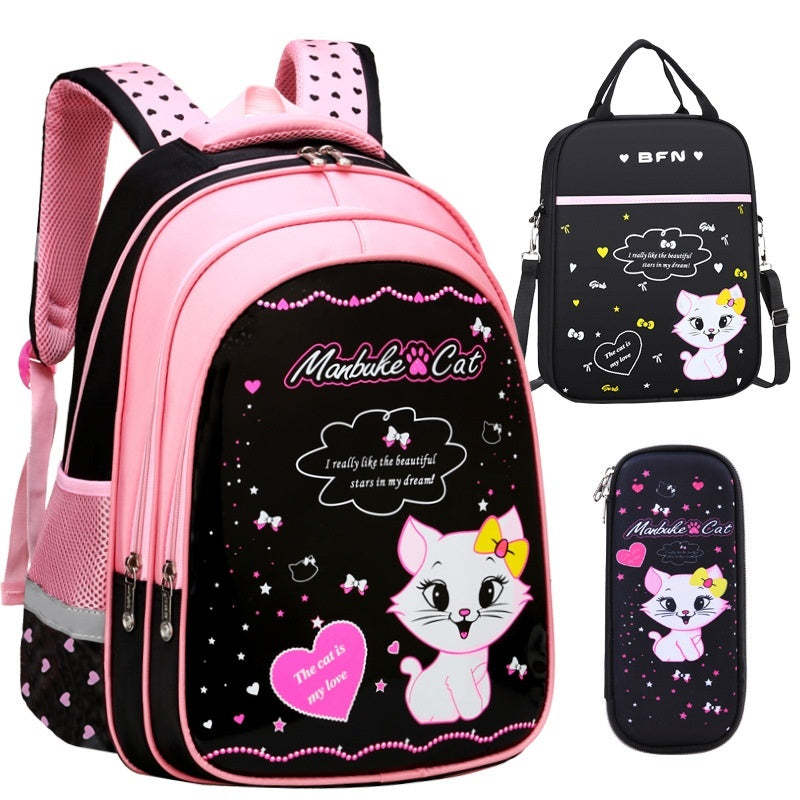 Kids School Cute Cat Print Backpack Bag