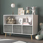 Kids Bookcase With Fabric Drawers, Children's Book Display & Toy Storage Cabinet
