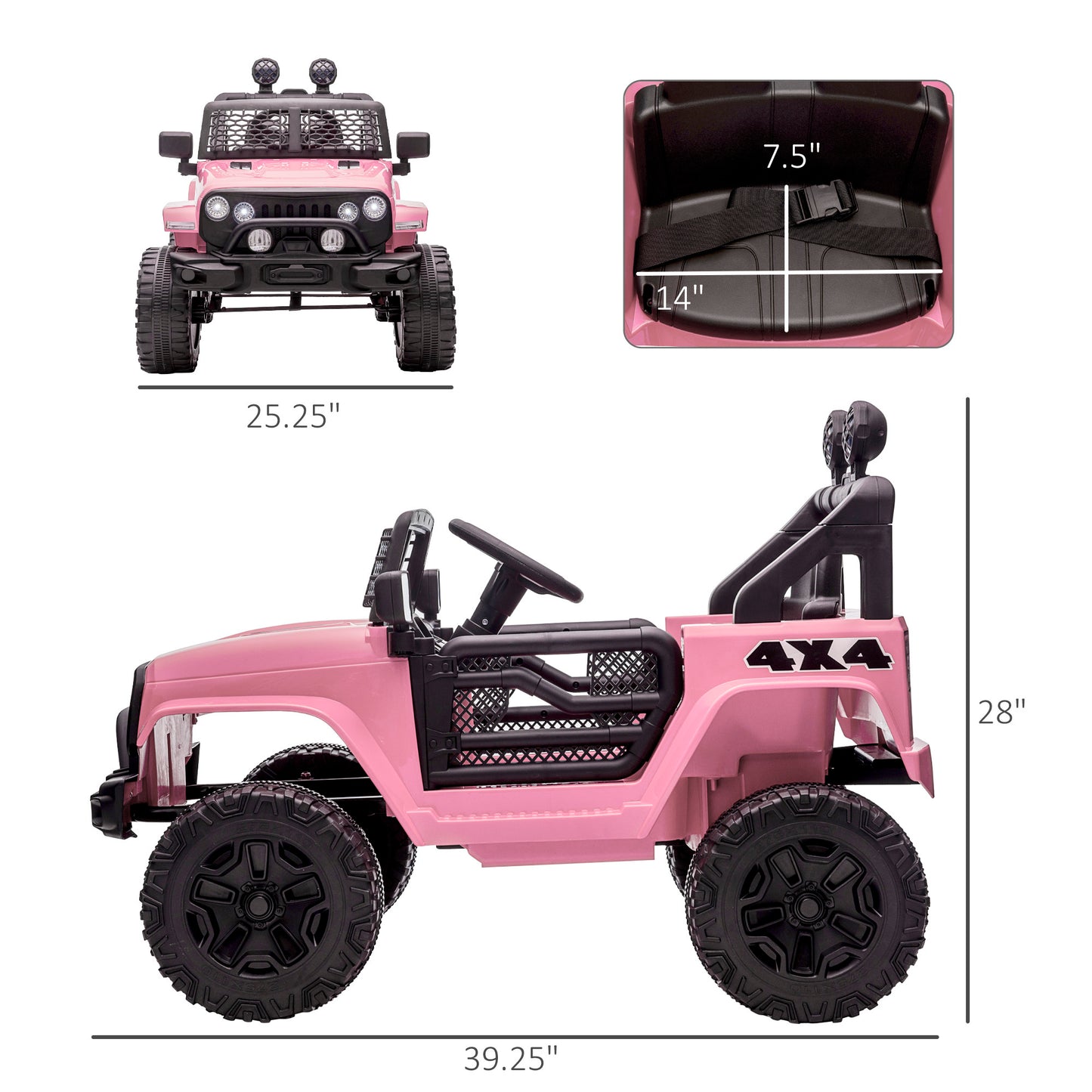 Electric Off-Road Truck 12V Kids Ride-On – With Remote Control &amp; MP3 Music