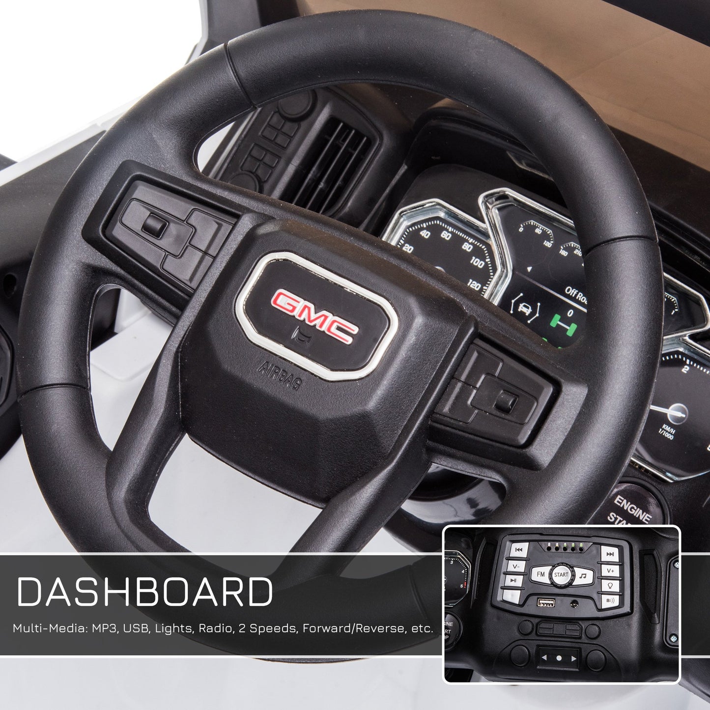 12V Battery Kids GMC Sierra HD Ride On Toy With Remote Control