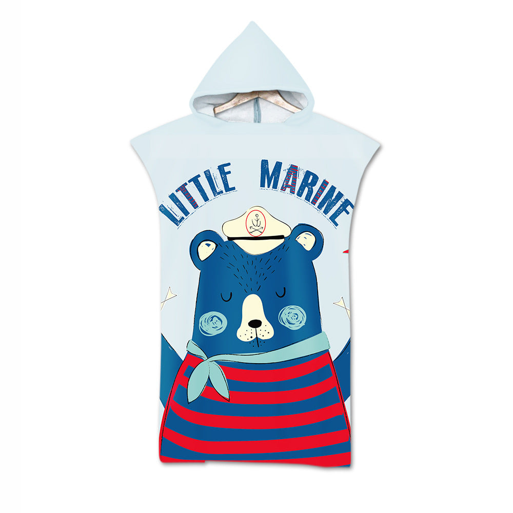 Kids Cartoon Animal Hooded Beach Towel
