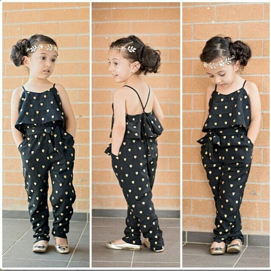 Summer Polka Dot Jumpsuit Set for Girls