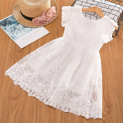 Big Kids Long-sleeved Princess Lace Dress