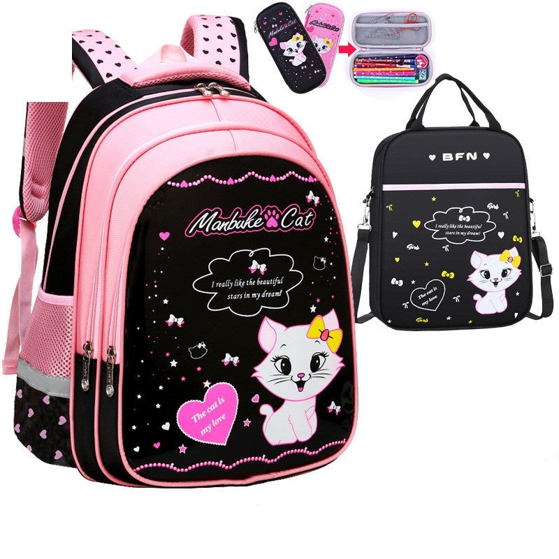 Kids School Cute Cat Print Backpack Bag