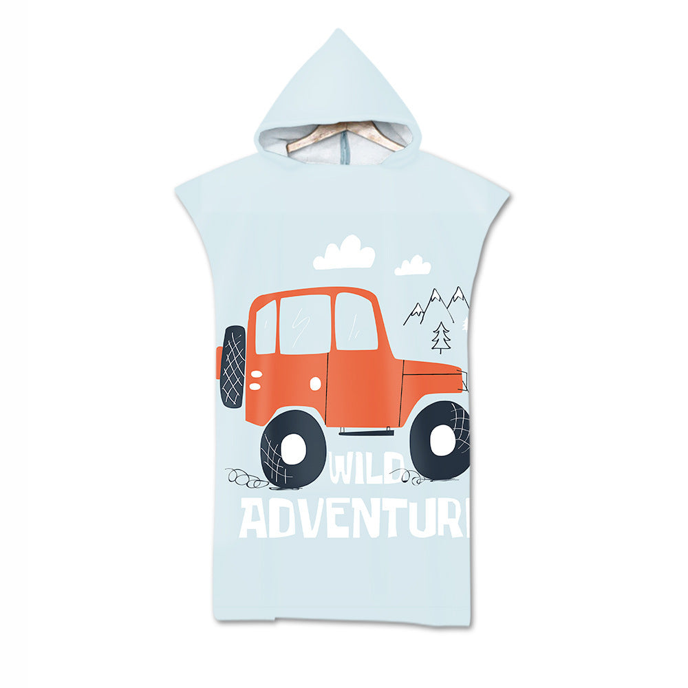 Kids Cartoon Animal Hooded Beach Towel