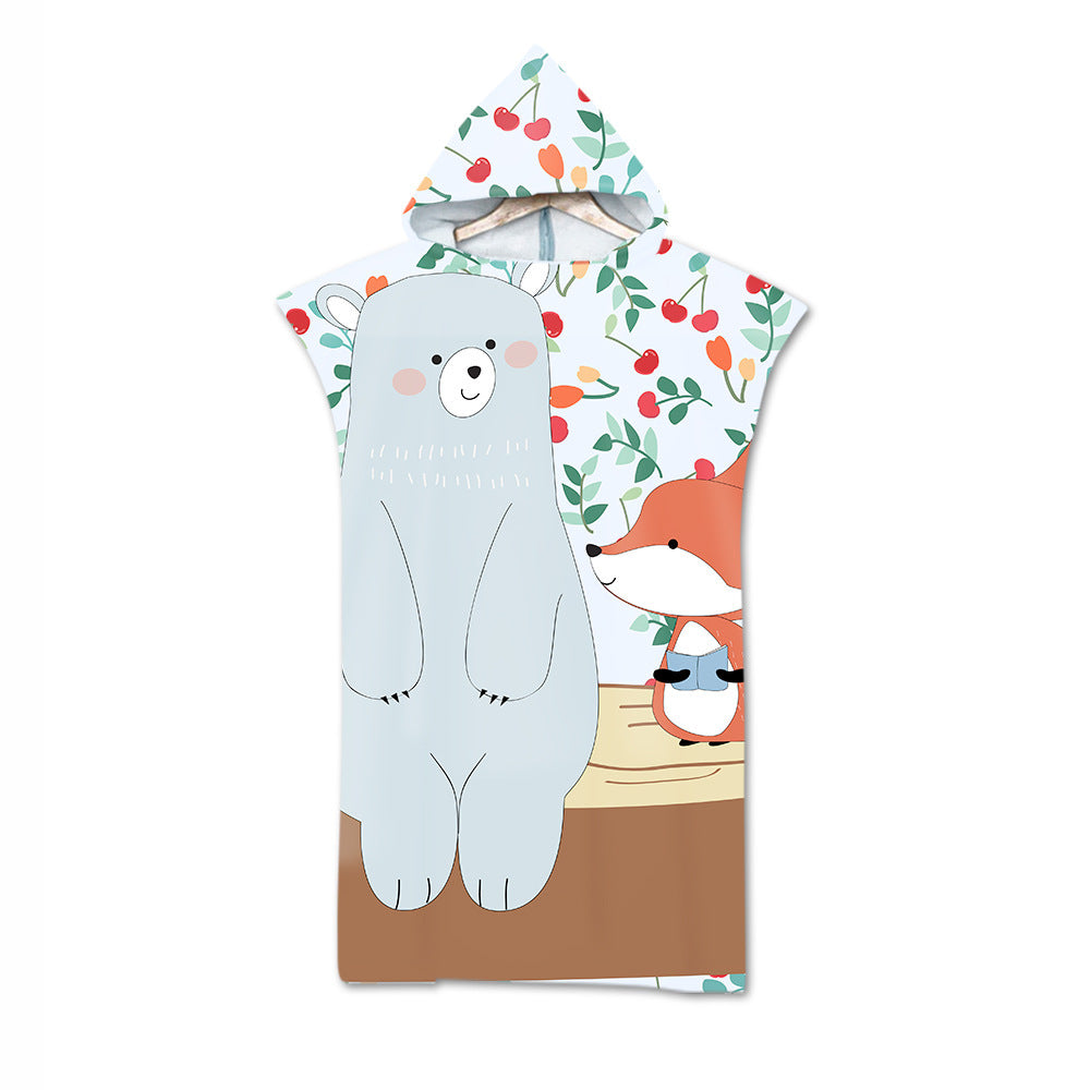 Kids Cartoon Animal Hooded Beach Towel