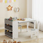Kids Activity Craft Study Table with Storage Shelves &amp; Drawers – Gray