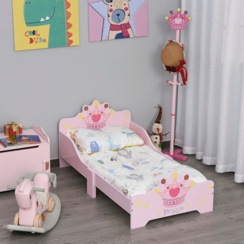 HOMCOM Princess Crown Toddler Bed – Sweet Dreams for Little Royals