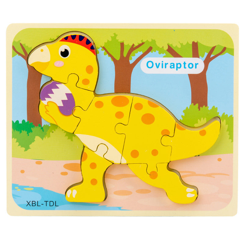 Baby Wooden Dinosaur 3D Puzzle – Montessori Learning Fun!