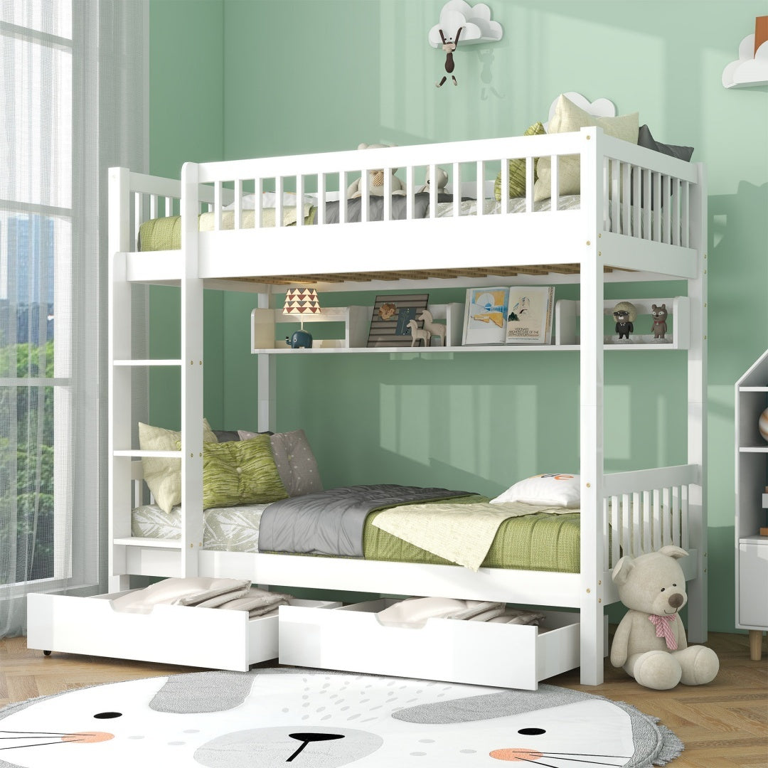 Kids Wooden Bunk Bed with Slide &amp; Storage – Fun Meets Function!