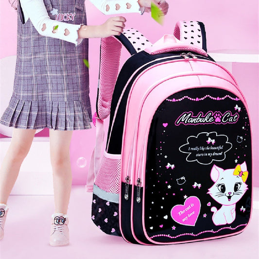 Kids School Cute Cat Print Backpack Bag