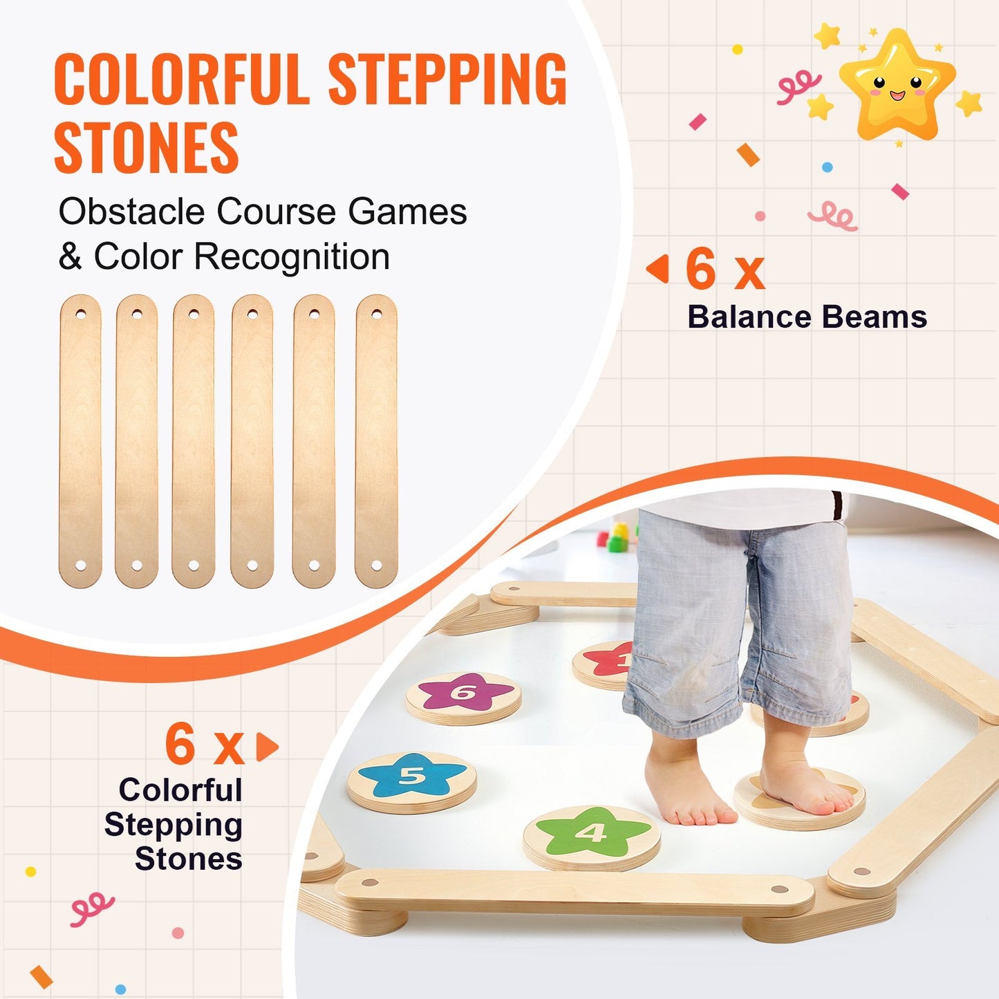 VEVOR Kids Balance Beam &amp; Stepping Stones