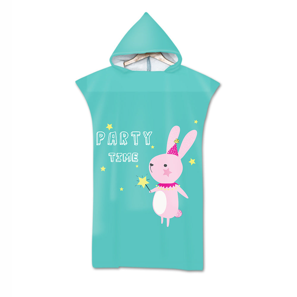 Kids Cartoon Animal Hooded Beach Towel