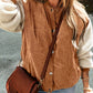 Color Matching Corduroy Women's Fashionable All-match Warm Single-breasted Jacket