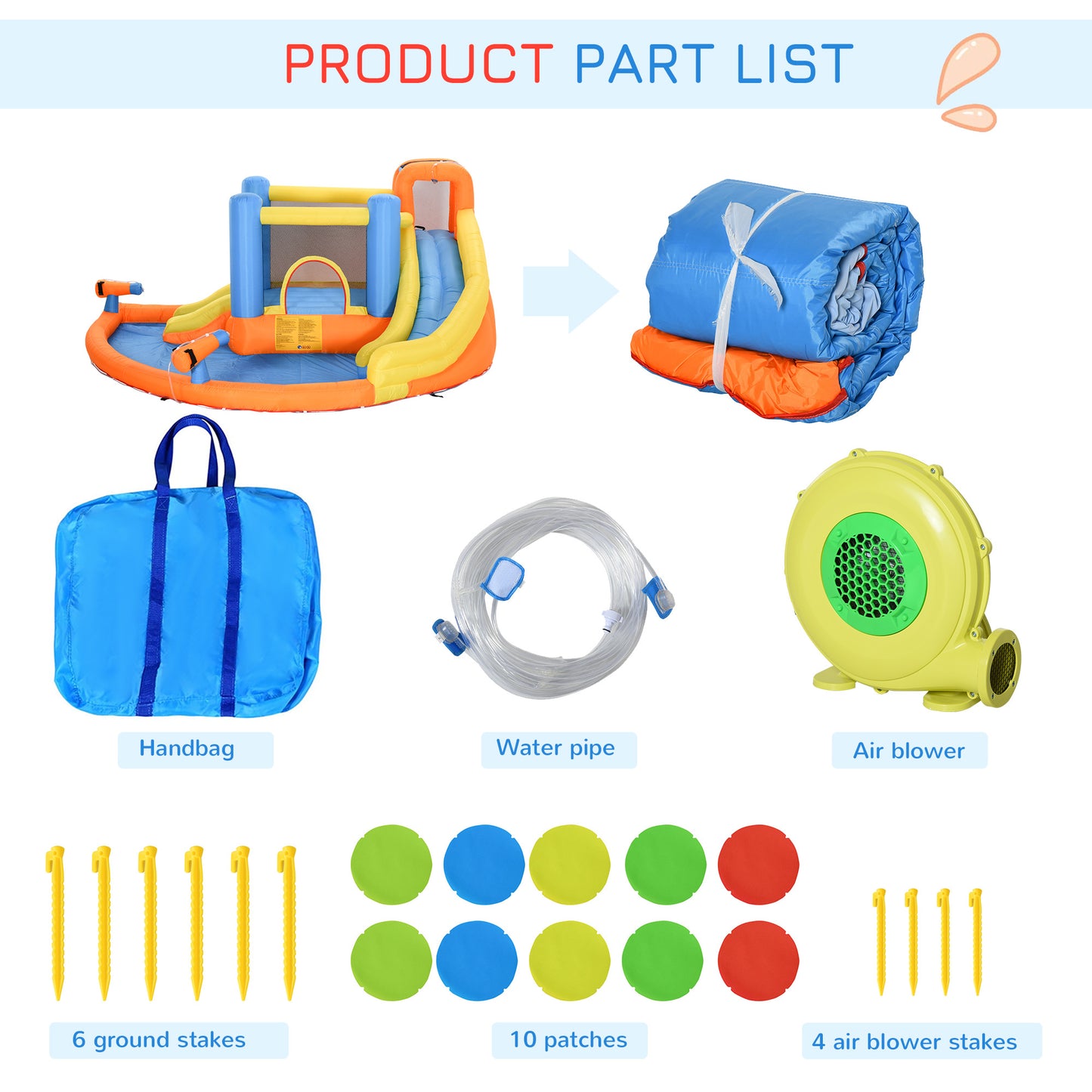 5-in-1 Bounce House Water Park Jumping Castle With Water Pool, Slide,