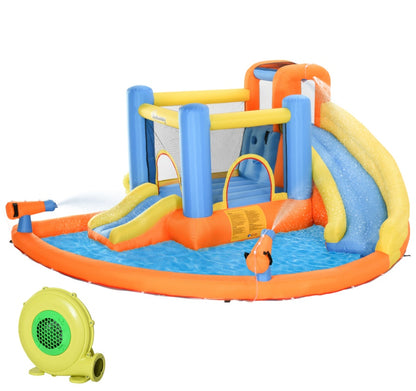 5-in-1 Bounce House Water Park Jumping Castle With Water Pool, Slide,