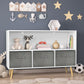 Kids Bookcase With Fabric Drawers, Children's Book Display & Toy Storage Cabinet