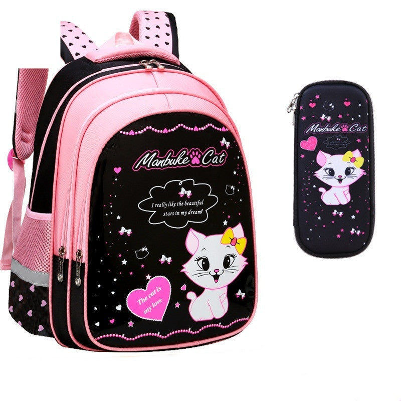 Kids School Cute Cat Print Backpack Bag