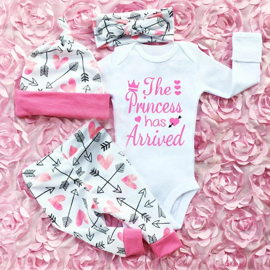 4PCS New-Born Baby Girl Outfit Set