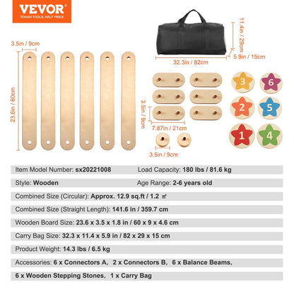VEVOR Kids Balance Beam &amp; Stepping Stones
