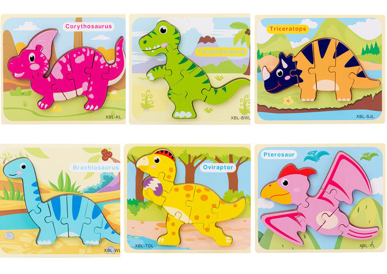 Baby Wooden Dinosaur 3D Puzzle – Montessori Learning Fun!