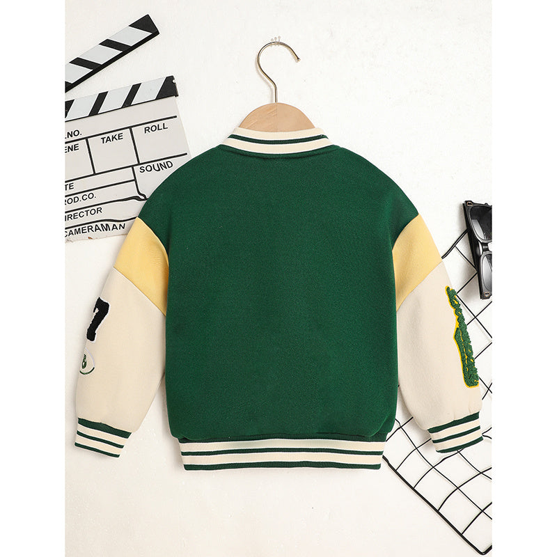 Toddler Kids Trendy Embroidery Letter Print Jacket – Baseball Collar