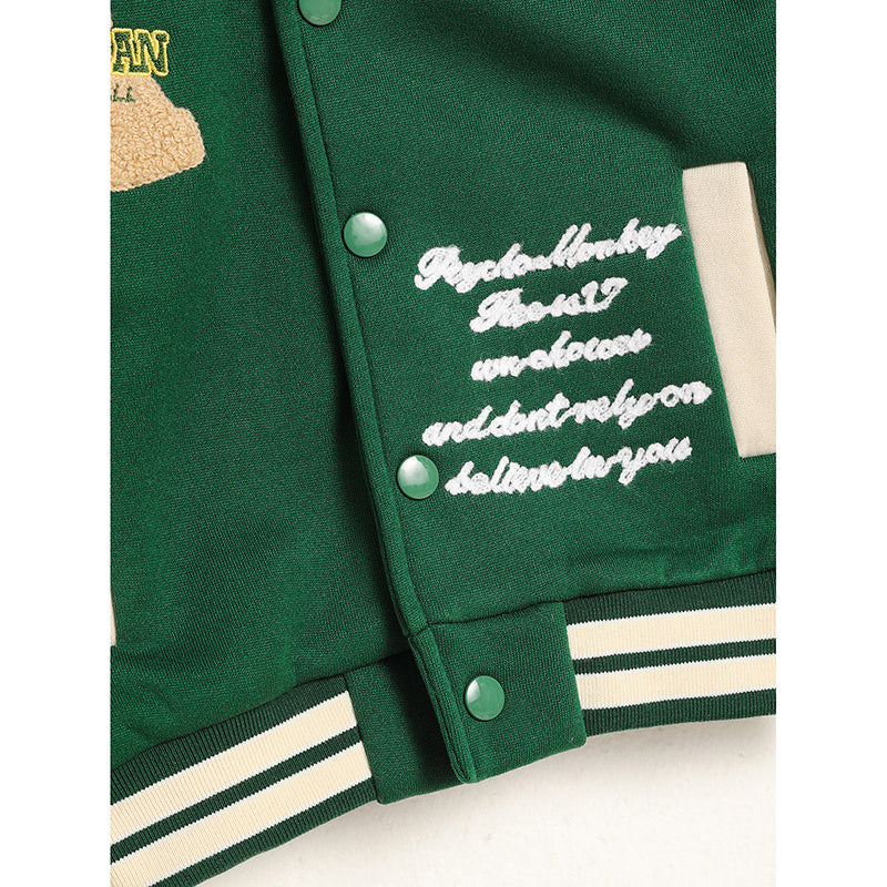Toddler Kids Trendy Embroidery Letter Print Jacket – Baseball Collar